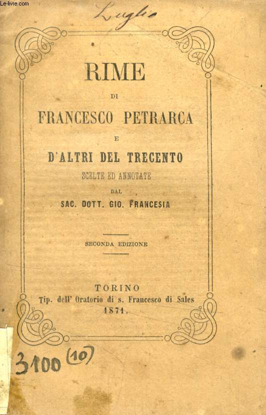 RIME DI FRANCESCO PETRARCA E D'ALTRI DEL TRECENTO