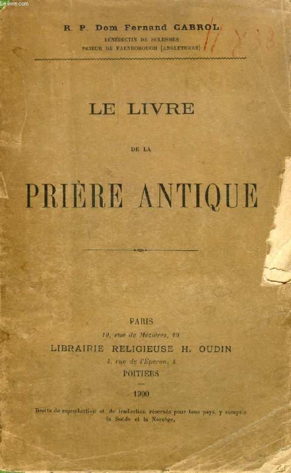 LE LIVRE DE LA PRIERE ANTIQUE