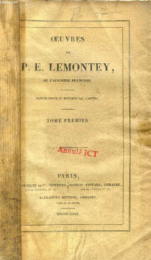 OEUVRES DE P. E. LEMONTEY, TOME I