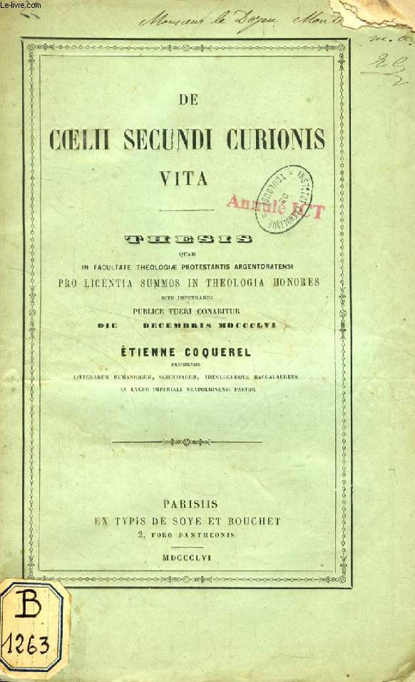 DE COELII SECUNDI CURIONIS VITA (THESIS)