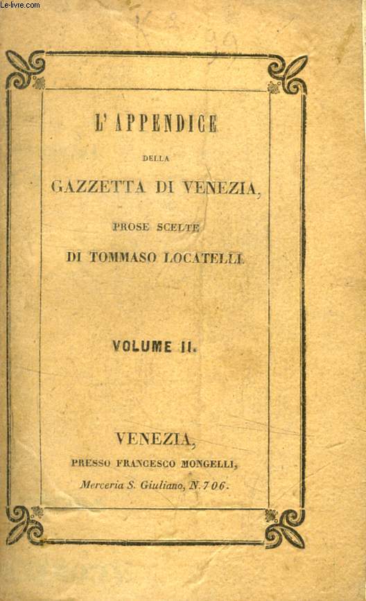 L'APPENDICE DELLA GAZZETTA DI VENEZIA, PROSE SCELTE, VOLUME II