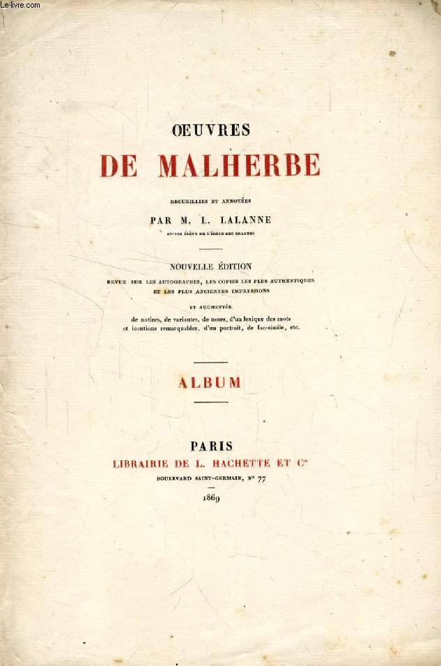 OEUVRES DE MALHERBE, ALBUM