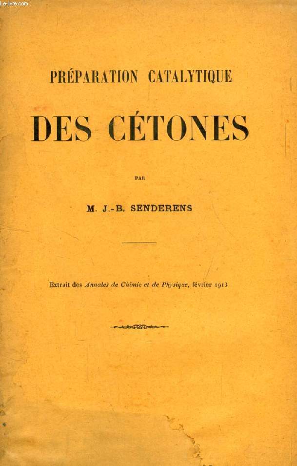 PREPARATION CATALYTIQUE DES CETONES (TIRE A PART)