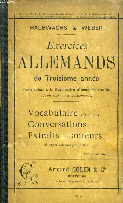 EXERCICES ALLEMANDS DE TROISIEME ANNEE