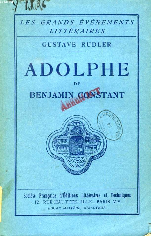 ADOLPHE DE BENJAMIN CONSTANT