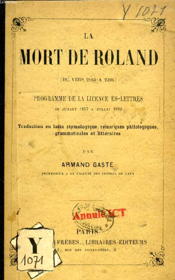 LA MORT DE ROLAND (DU VERS 2164  2396)