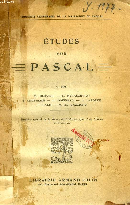 ETUDES SUR PASCAL