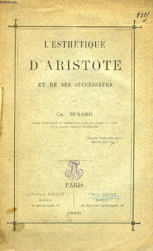 L'ESTHETIQUE D'ARISTOTE ET DE SES SUCCESSEURS