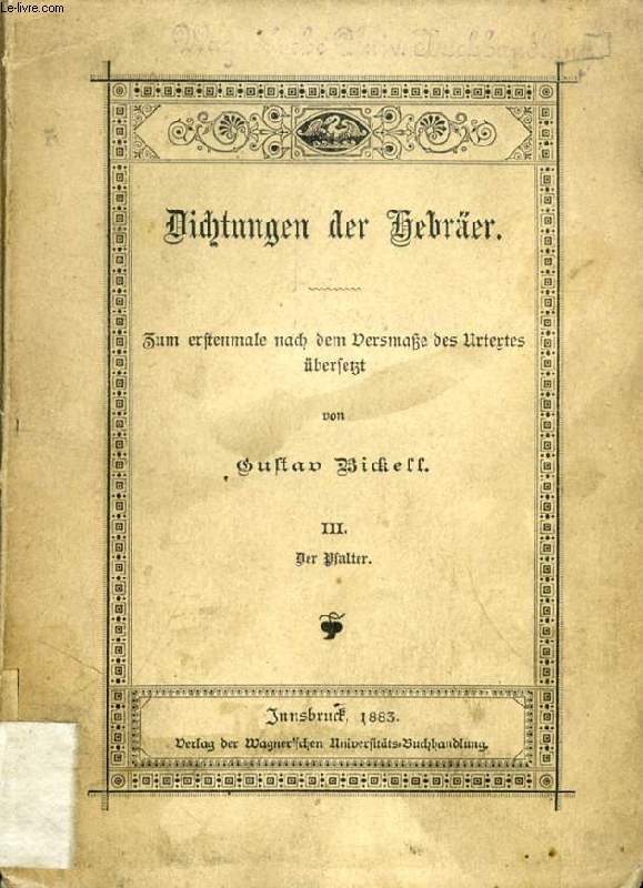 DICHTUNGEN DER HEBRER, III, DER PSALTER