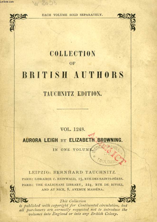 AURORA LEIGH (TAUCHNITZ EDITION, COLLECTION OF BRITISH AND AMERICAN AUTHORS, VOL. 1248)