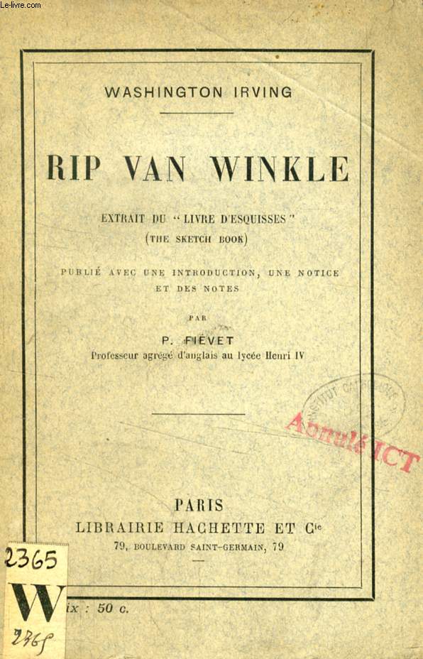 RIP VAN WINCKLE, Extrait du 'Livre d'Esquisses' (The Sketch Book)