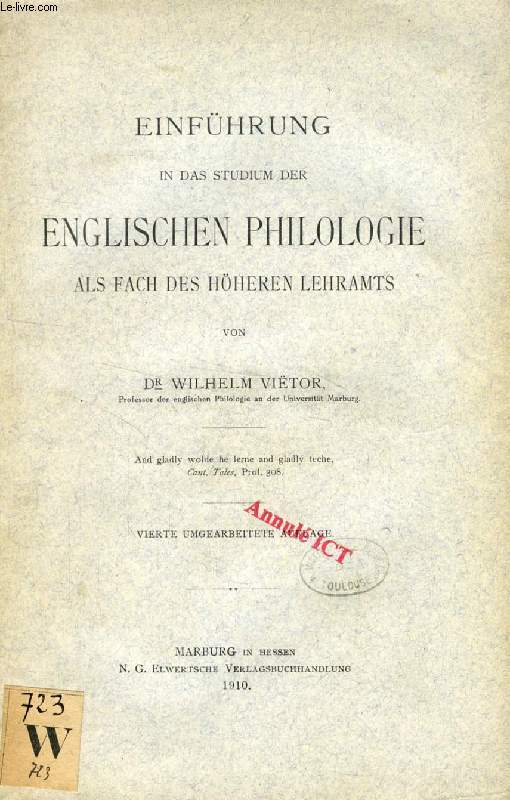 EINFHRUNG IN DAS STUDIUM DER ENGLISCHEN PHILOLOGIE ALS FACH DES HHEREN LEHRAMTS