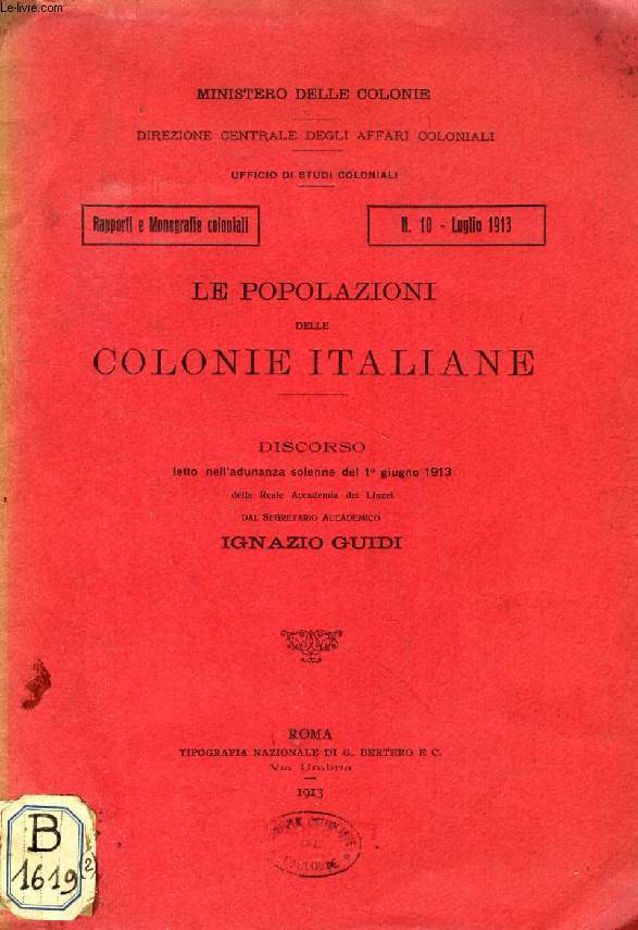 LE POPOLAZIONI DELLE COLONIE ITALIANE, DISCORSO