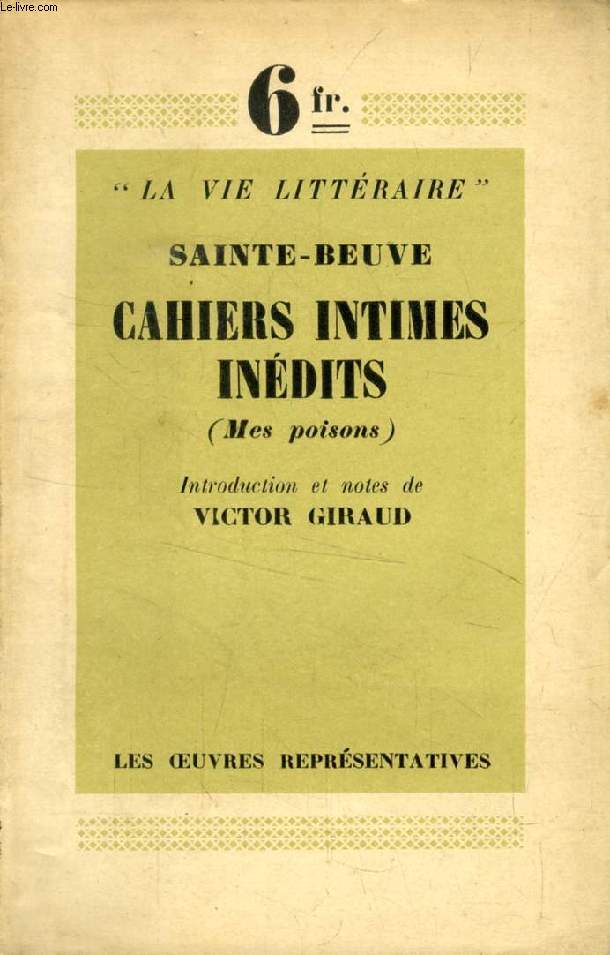 CAHIERS INTIMES INEDITS (MES POISONS)