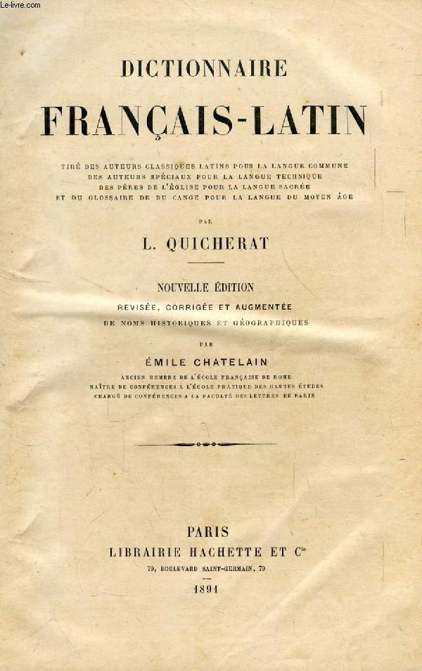 DICTIONNAIRE FRANCAIS-LATIN