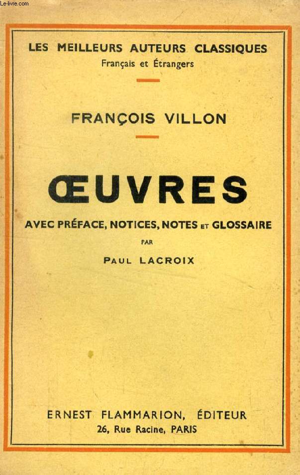 OEUVRES DE FRANCOIS VILLON