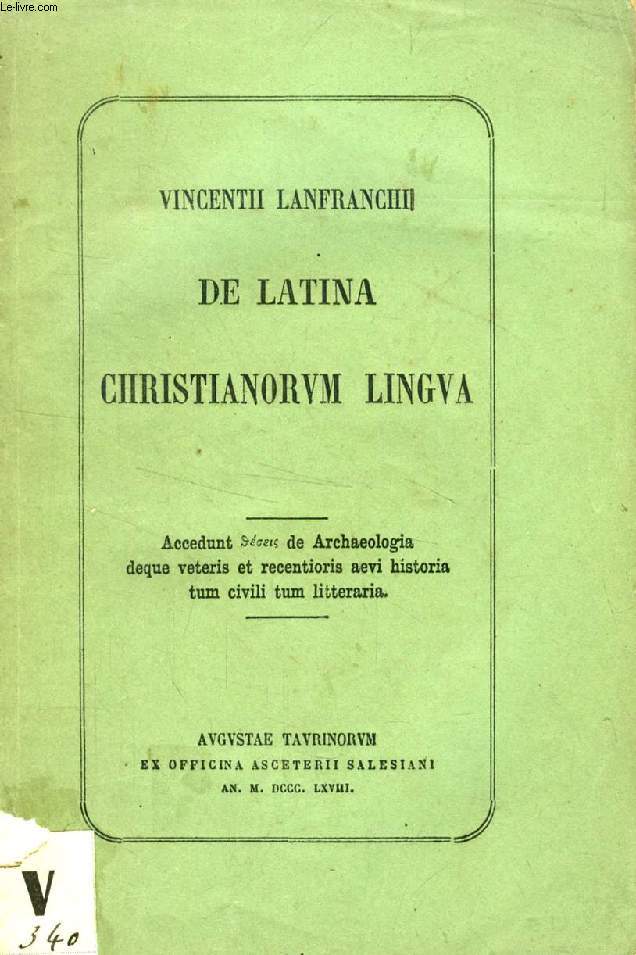 DE LATINA CHRISTIANORUM LINGUA