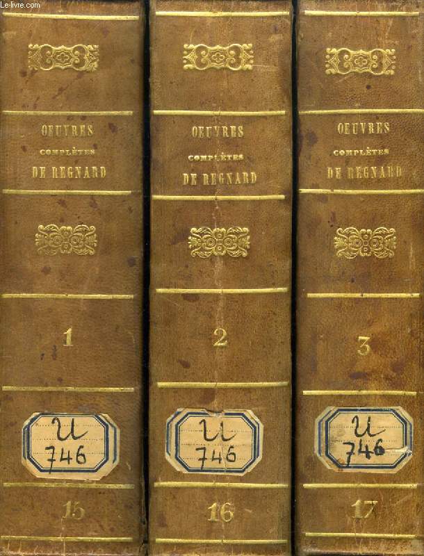 OEUVRES COMPLETES DE REGNARD, 6 TOMES (3 VOLUMES) (COMPLET)
