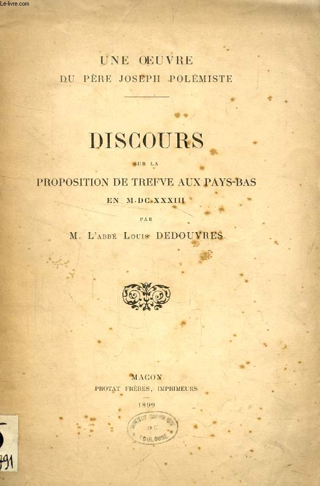 DISCOURS SUR LA PROPOSITION DE TREFVE AUX PAYS-BAS EN MDCXXXIII (1633)