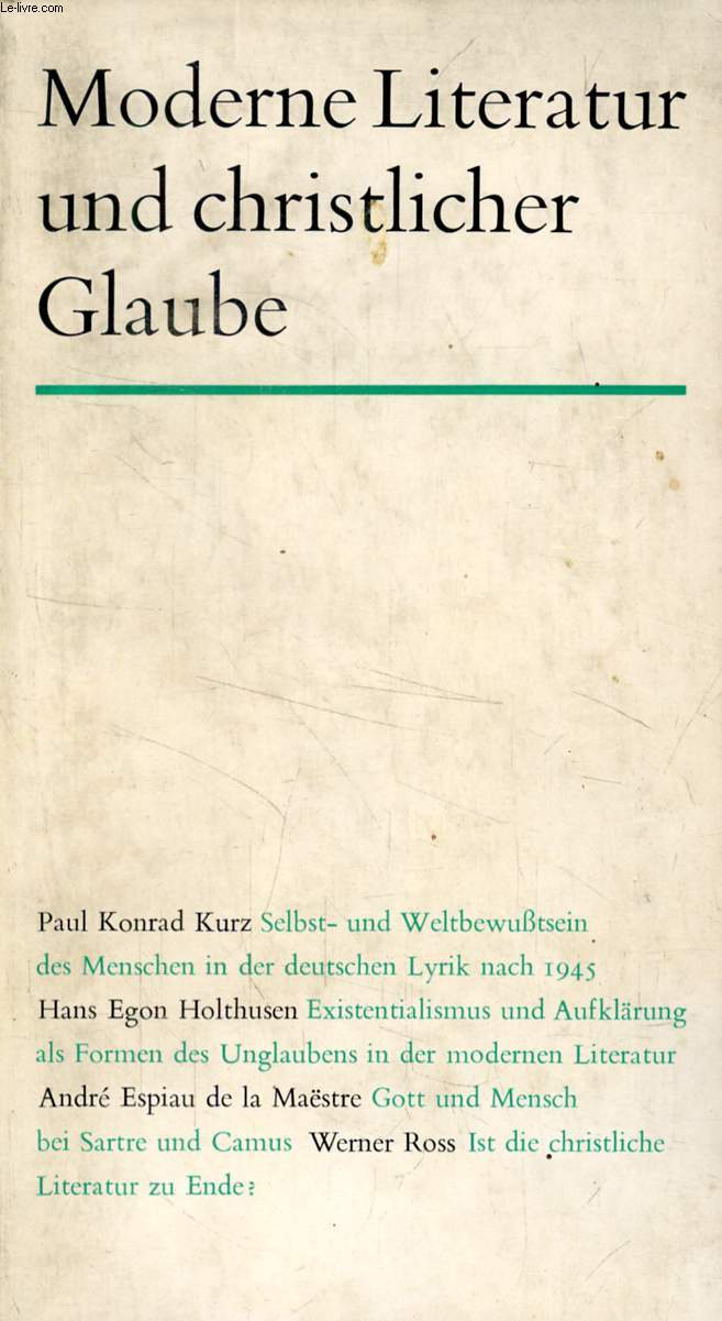 MODERNE LITERATUR UND CHRISTLICHER GLAUBE