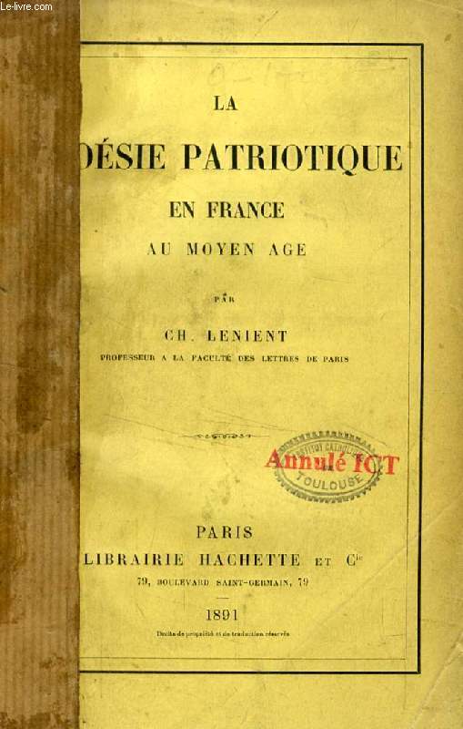 LA POESIE PATRIOTIQUE EN FRANCE AU MOYEN AGE