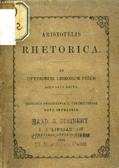 DE ARISTOTELIS DE ARTE RHETORICA, LIBRI III