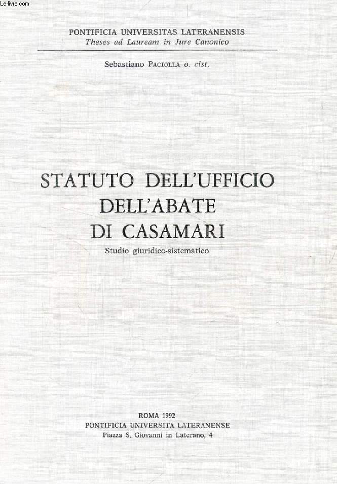 STATUTO DELL'UFFICIO DELL'ABATE DI CASAMARI, Studio giuridico-sistematico (TESI)