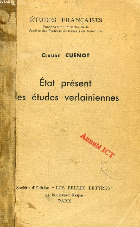 ETAT PRESENT DES ETUDES VERLAINIENNES