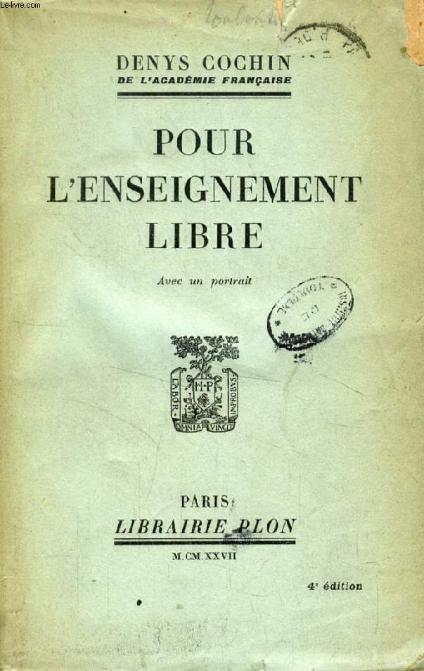 POUR L'ENSEIGNEMENT LIBRE