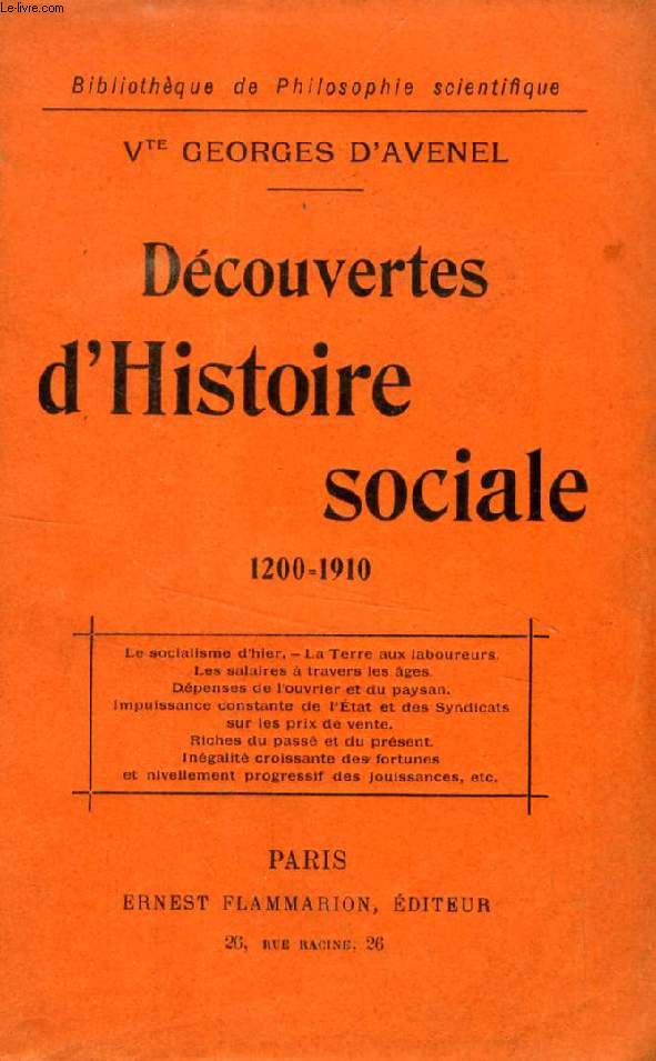 DECOUVERTES D'HISTOIRE SOCIALE, 1200-1910