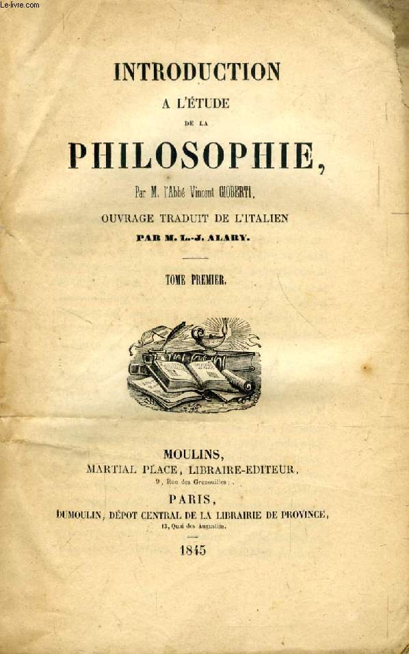 INTRODUCTION A L'ETUDE DE LA PHILOSOPHIE, 3 TOMES (INCOMPLET)