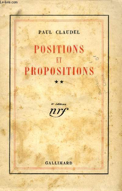 POSITIONS ET PROPOSITIONS