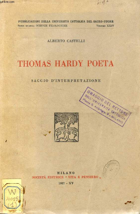 THOMAS HARDY POETA, SAGGIO D'INTERPRETAZIONE