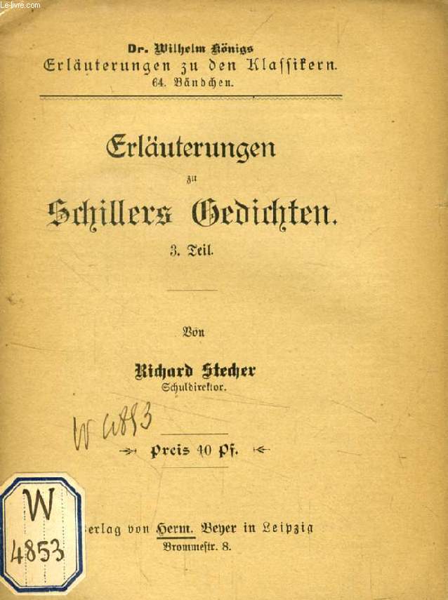 ERLUTERUNGEN ZU SCHILLERS GEDICHTEN, 3. TEIL