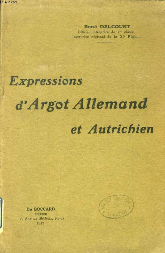 EXPRESSIONS D'ARGOT ALLEMAND ET AUTRICHIEN