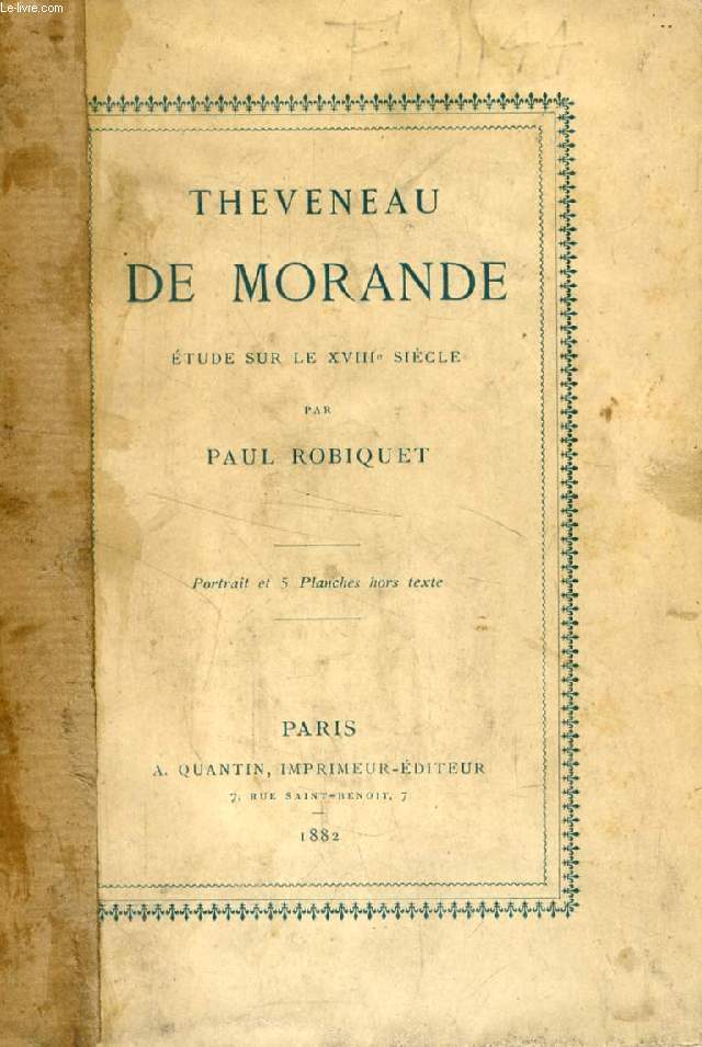 THEVENEAU DE MORANDE, ETUDE SUR LE XVIIIe SIECLE