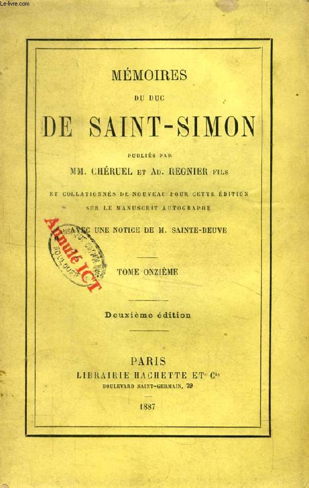 MEMOIRES DU DUC DE SAINT-SIMON, TOME XI