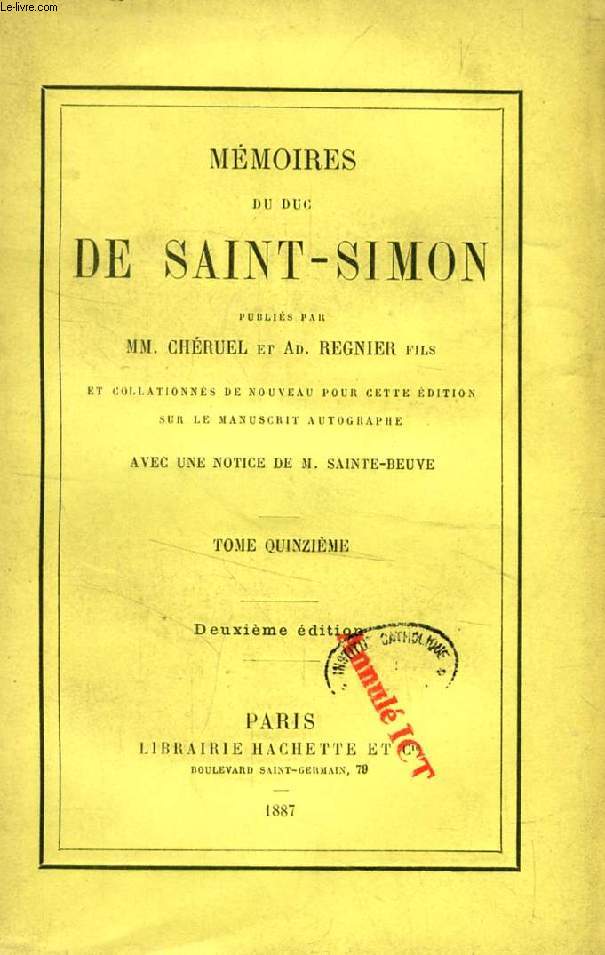 MEMOIRES DU DUC DE SAINT-SIMON, TOME XV