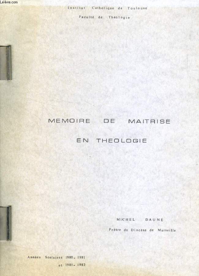 DECENTREMENT ?, MEMOIRE DE MAITRISE EN THEOLOGIE