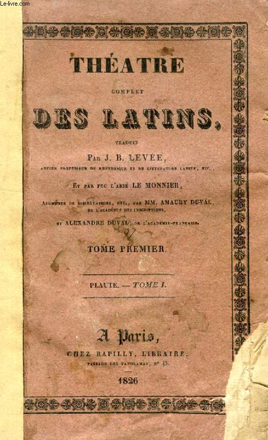 THEATRE COMPLET DES LATINS, PLAUTE, TOMES I-V