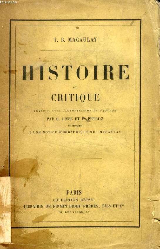 HISTOIRE ET CRITIQUE