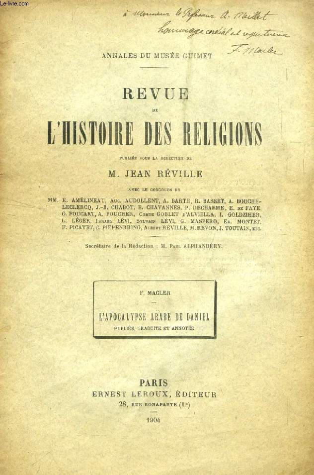 L'APOCALYPSE ARABE DE DANIEL (REVUE DE L'HISTOIRE DES RELIGIONS, EXTRAIT)