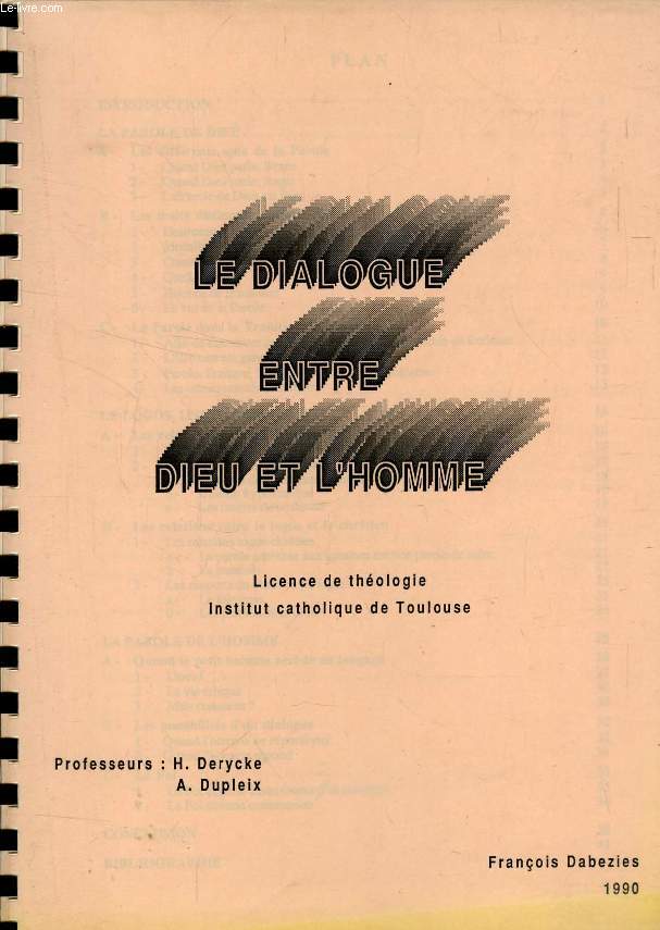 LE DIALOGUE ENTRE DIEU ET L'HOMME