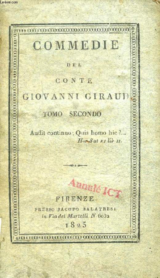 COMMEDIE DEL CONTE GIOVANNI GIRAUD, TOMO II