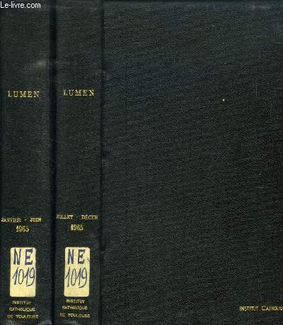 LUMEN, REVISTA DE CULTURA DO CLERO, VOL. XXIX, 1965 (2 VOL.) (Sumario N 1: O MISTRIO DA IGREJA -^MENSAGEM DO NATAL DE S. EM.O SENHOR CARDEAL-PATRIARCA DE LISBOA. UNIVERSIDADE CATLICA - COMUNICACO DA ASSEMBLEIA EPISCOPAL ESCLARECIMENTOS DA COMISSO...)