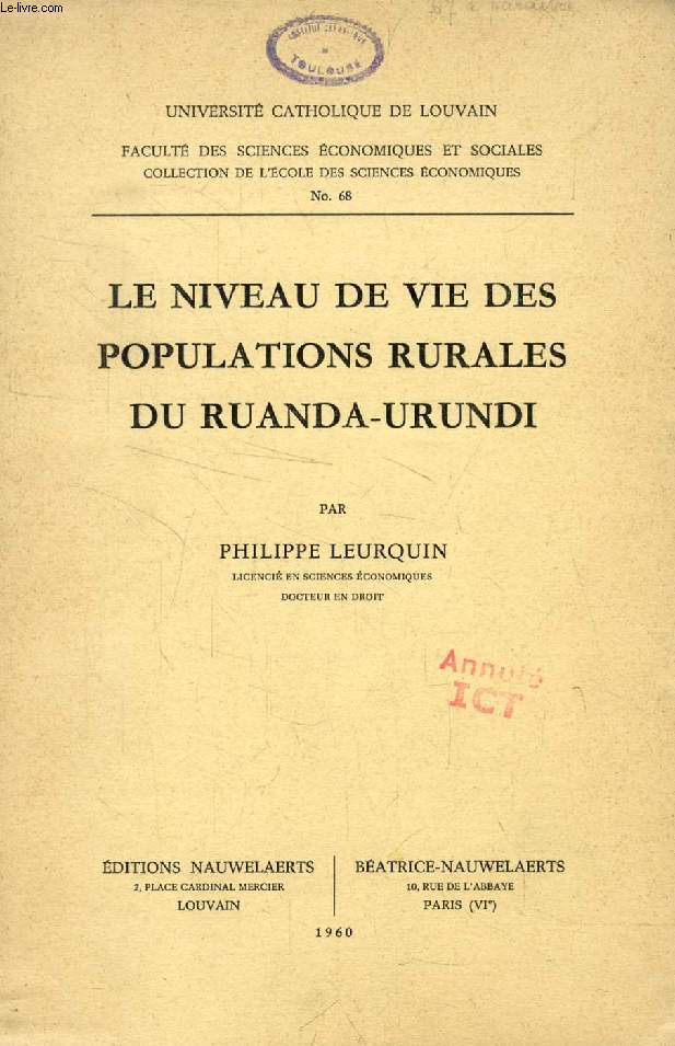 LE NIVEAU DE VIE DES POPULATIONS RURALES DU RUANDA-URUNDI
