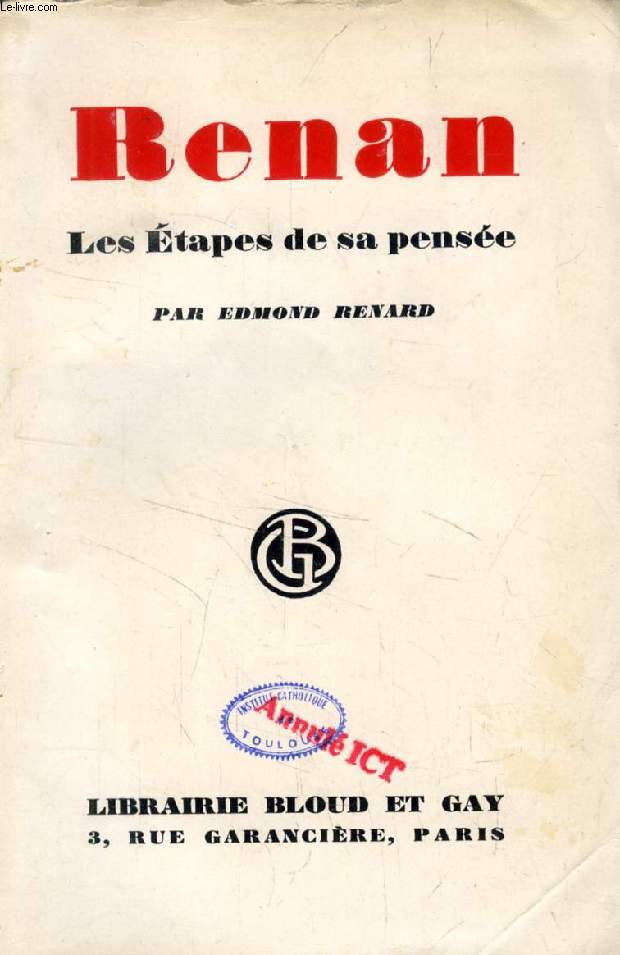 RENAN, LES ETAPES DE SA PENSEE