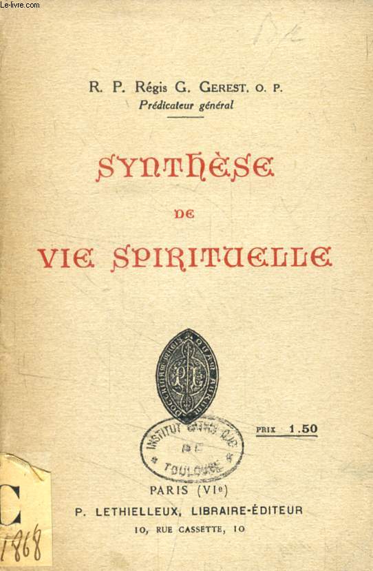 SYNTHESE DE VIE SPIRITUELLE