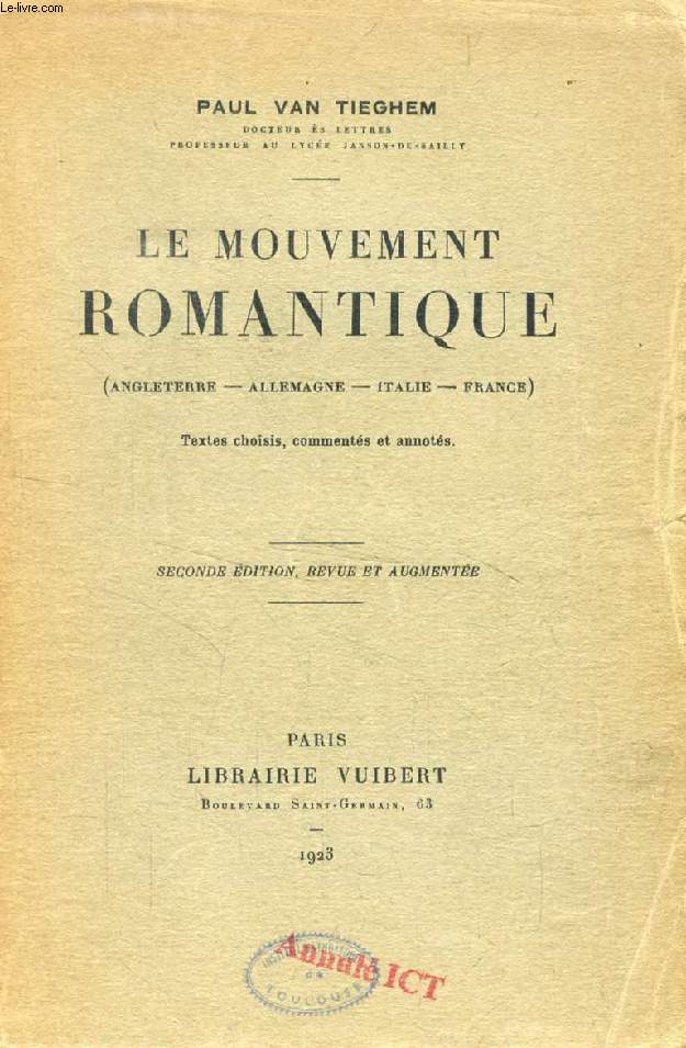 LE MOUVEMENT ROMANTIQUE (Angleterre, Allemagne, Italie, France)