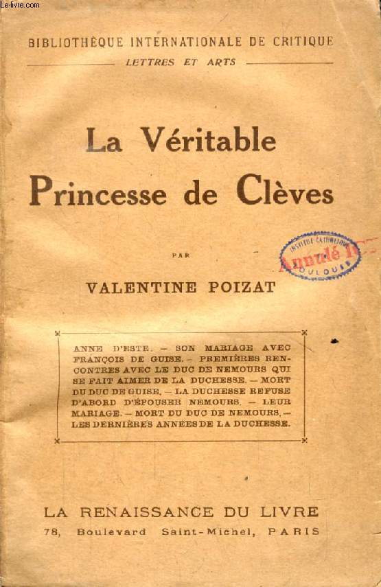 LA VERITABLE PRINCESSE DE CLEVES
